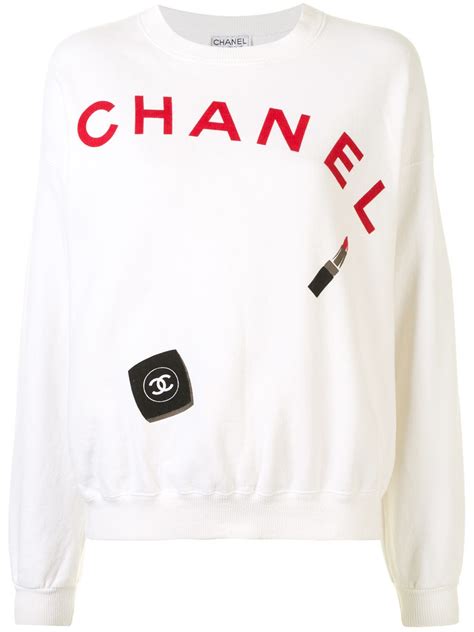 white chanel sweater with logo|chanel inspired logo sweater.